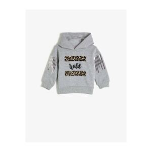 Koton Girl's Gray Sequin Detailed Written Sweatshirt