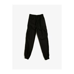 Koton Boys Black Women's Black Elastic Waist Elastic Pockets Wide Trousers