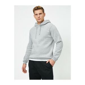Koton Men's Gray Long Sleeve Hooded Sweatshirt