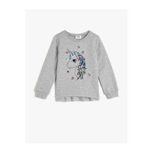 Koton Girl's Gray Printed Sweatshirt