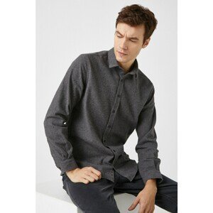 Koton Men's Gray Classic Collar Long Sleeve Shirt