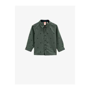Koton Baby Boy Green Cotton Patterned Classic Collar Long Sleeve Shirt