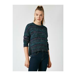 Koton Women's Navy Blue Cotton Crew Neck Sweater