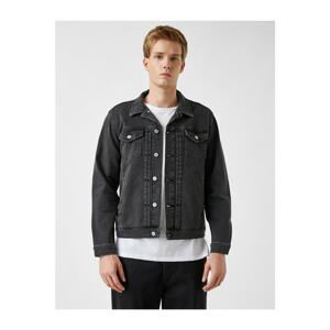 Koton Men's Black Denim Jacket Cotton