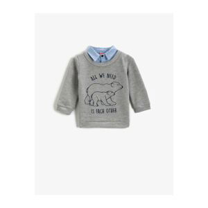 Koton Baby Boy Letter Printed Sweatshirt Cotton Crew Neck