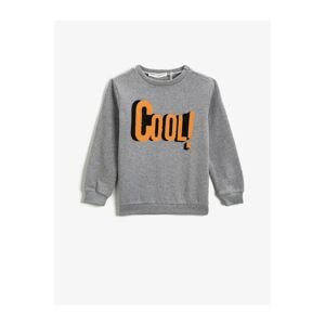 Koton Boys Gray Printed Cotton Sweatshirt Crew Neck