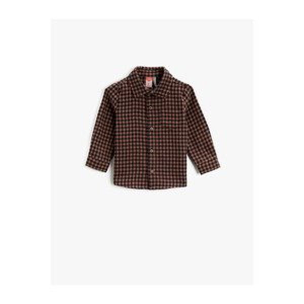 Koton Checkered Cotton Shirt Classic Collar Long Sleeve