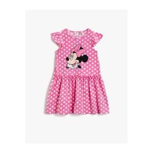 Koton Girl's Pink Patterned Mickey Mouse Dress Licensed Cotton