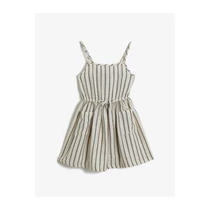 Koton Girl Black Striped Striped Summer Dress With Suspenders