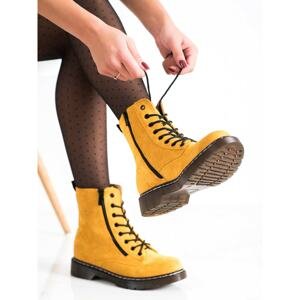 SHELOVET YELLOW TRAPPERS WITH DECORATIVE ZIPPER