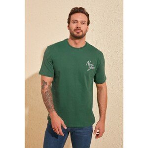 Trendyol Dark Green Men's Wide Cut Fit Printed T-Shirt