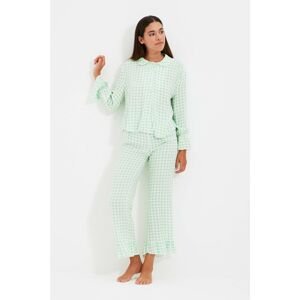 Trendyol Mint Gingham Woven Pajamas Set