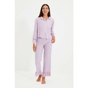 Trendyol Lilac Gingham Woven Pajamas Set