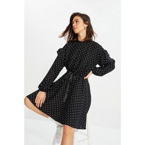 Trendyol Black Polka Dot Pleated Dress