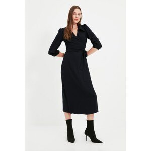 Trendyol Navy Blue Tall Belted Collar Detailed Dress