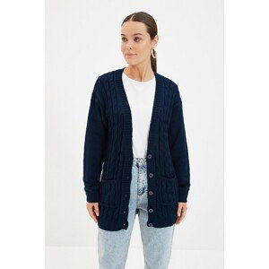 Trendyol Navy Blue V Neck Knitwear Cardigan