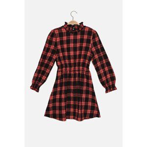 Trendyol Red Petite Plaid Stand Collar Dress