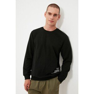 Trendyol Black Men Regular Fit Short Sleeve Crew Neck Printed Sweatshirt