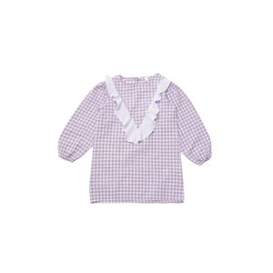 Trendyol Purple Gingham Patterned Garnish Girl Knitted Dress