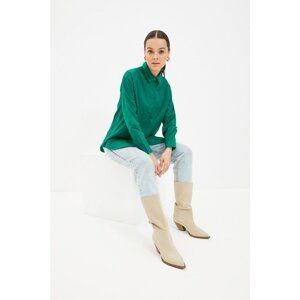 Trendyol Dark Green Shirt Collar Tunic