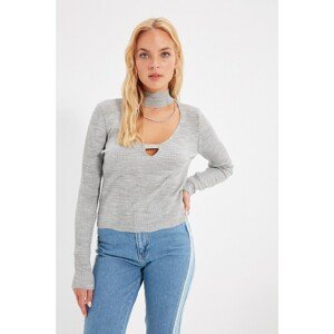 Trendyol Gray Collar Detailed Knitwear Sweater