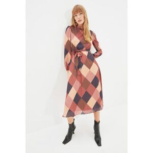 Trendyol Brown Belted Woven Woven Dress