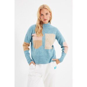 Trendyol Indigo Jacquard Knit Detailed Oversize Knitwear Sweater