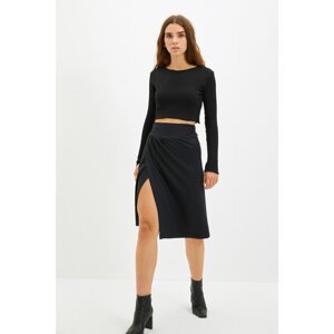Trendyol Black Slit Detailed Knitted Skirt