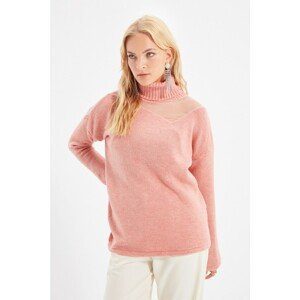 Trendyol Dried Rose Tulle Detailed Knitwear Sweater