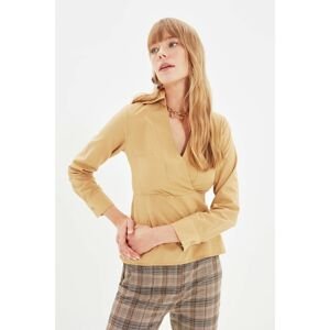 Trendyol Camel Double Breasted Collar Blouse