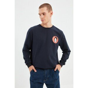Trendyol Navy Men Regular Fit Long Sleeve Crew Neck Printed Sweatshirt