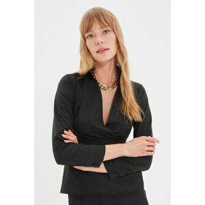 Trendyol Black Double Breasted Collar Blouse