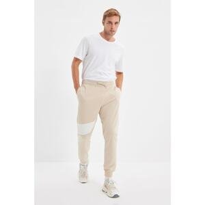 Trendyol Beige Men's Regular Fit Rubber Leg Printed Sweatpants