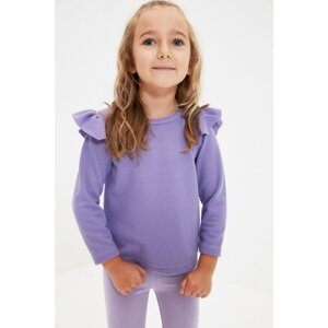 Trendyol Lilac Shoulder Frill Detailed Girl Knitted Sweatshirt