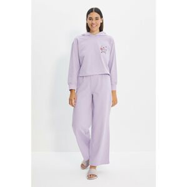 Trendyol Lilac Printed 2 Yarn Knitted Pajamas Set