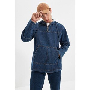 Trendyol Blue Oversize Hooded Denim Jeans Shirt