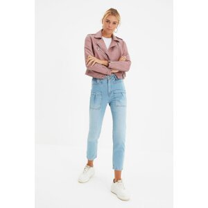 Trendyol Blue Pocket Detailed High Waist Mom Jeans