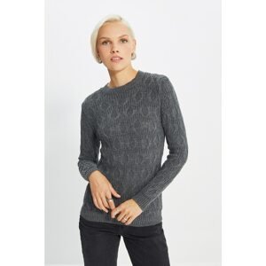 Trendyol Anthracite Knitted Detailed Knitwear Sweater