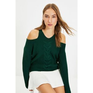 Trendyol Emerald Green Cut Out Detailed Knitwear Sweater