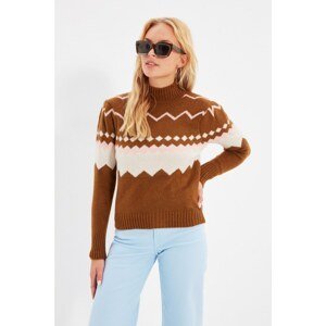 Trendyol Brown Jacquard Knitwear Sweater