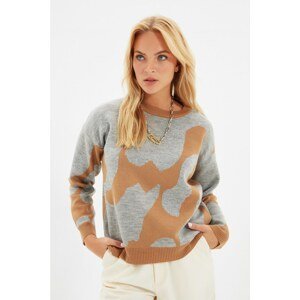 Trendyol Camel Oversize Silvery Knitwear Sweater