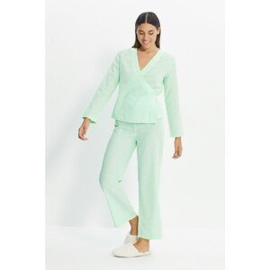 Trendyol Green Double Breasted Woven Pajamas Set
