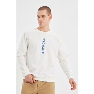 Trendyol White Men Regular Fit Crew Neck Sweatshirt