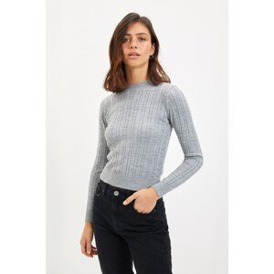 Trendyol Gray Knitted Detailed Knitwear Sweater