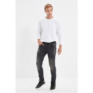 Trendyol Anthracite Men's Slim Fit Rake Destroyed Jeans