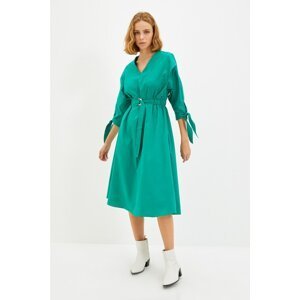 Trendyol Green Belted V-Neck Dress