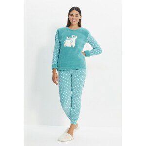 Trendyol Mint 3-piece Wellsoft Knitted Pajamas Set