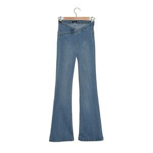 Trendyol Blue Waist Detailed High Waist Flare Jeans