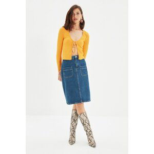 Trendyol Blue Pocket Detailed Midi Denim Skirt