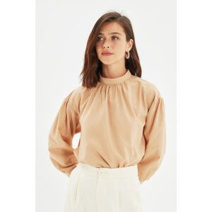 Trendyol Beige High Collar Blouse